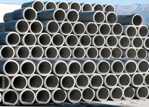 Cement pipes in pile