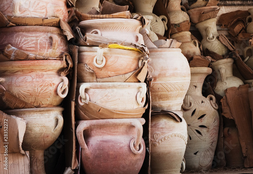 Ceramic pots for plants, stacked