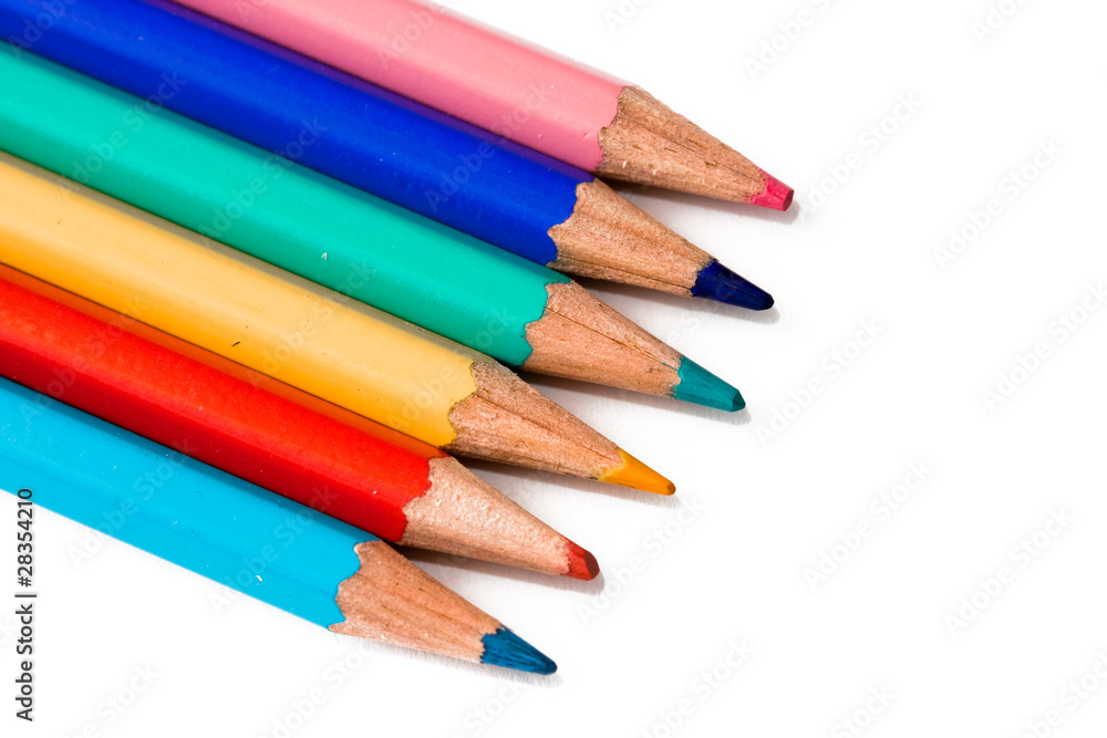 Many colored pencils isolated on white Many colored pencils isolated on white