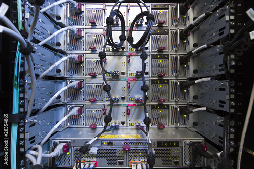 Rack of computer, rear view