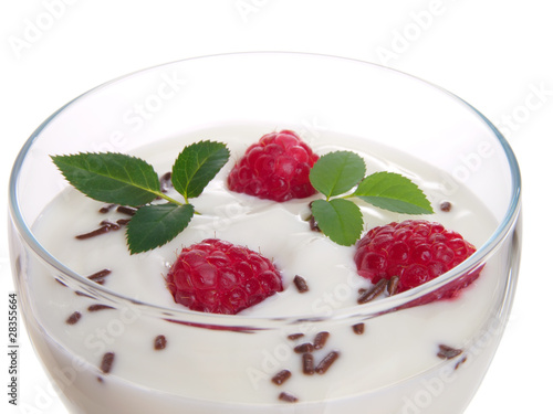 raspberries with yogurt.