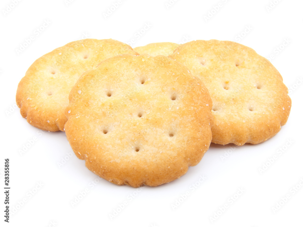 Stack of crackers isolated on a white background
