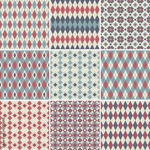 Collection of seamless argyle patterns