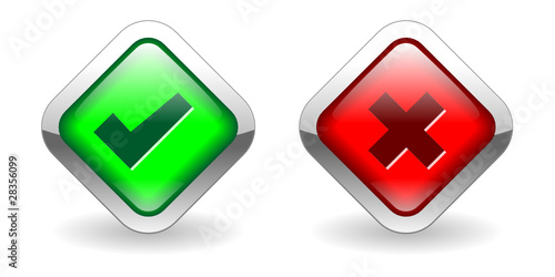 TICK & CROSS Web Buttons (yes no red green ok cancel go stop)
