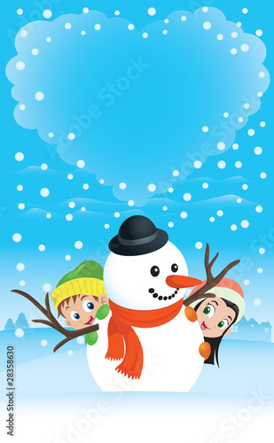 Snowman Couple With Kids © Louis D. Wiyono