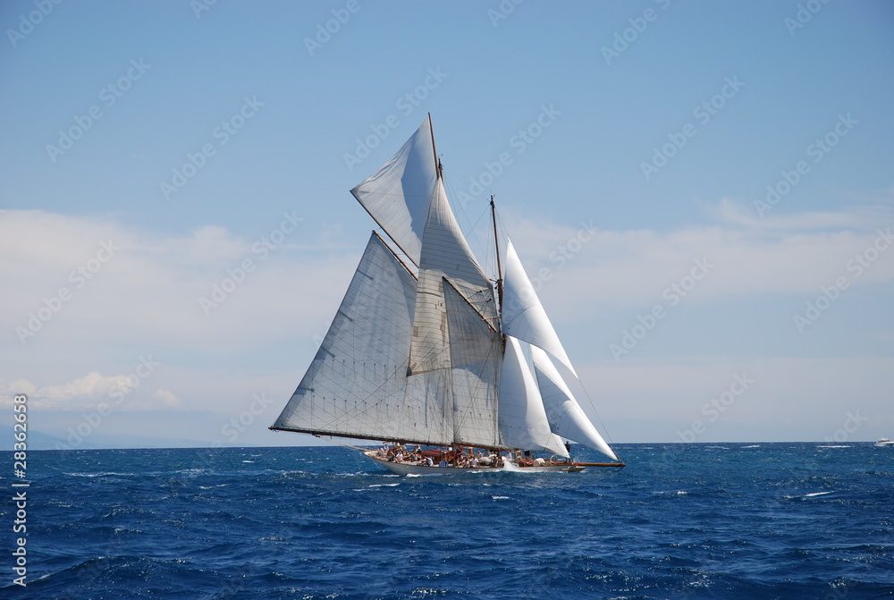Fototapeta premium Classic wood sailing Yacht Regatta race