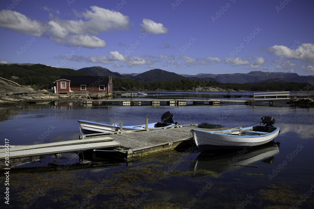 Beautifull Norway, bay  with boats and pier