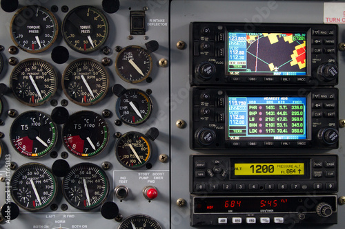 aircraft dashboard with screens