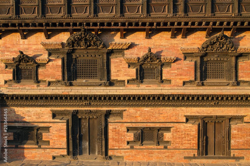 hindu palace facade in Bhaktapur, Nepal