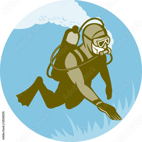 scuba diver diving swimming