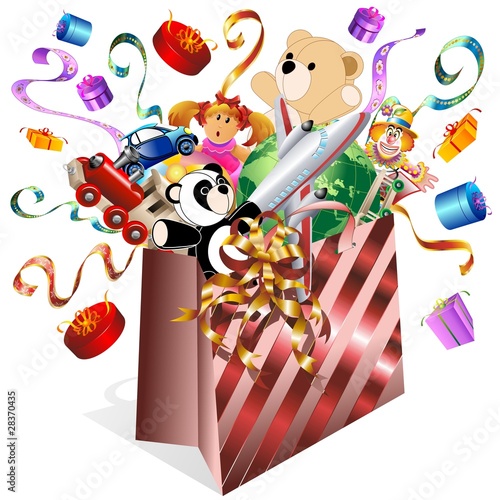 Sacchetto Carta e Giochi-Paper Bag and Toys-Vector