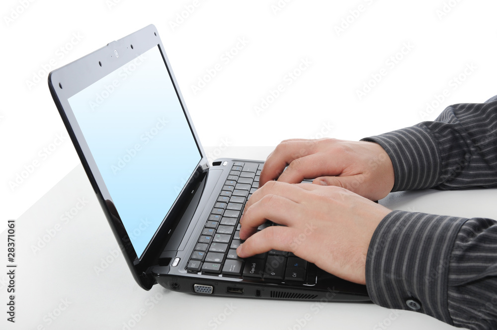 Hands on the laptop keyboard. Hands on the laptop keyboard.
