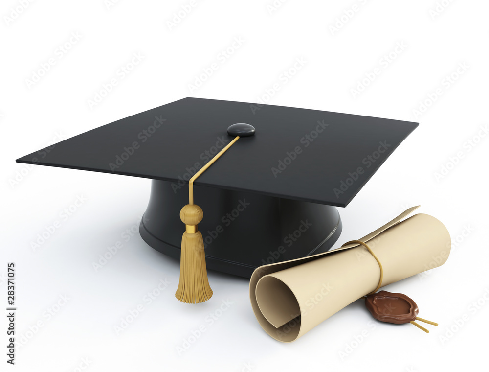 graduation cap diploma isolated on a white background Stock ...