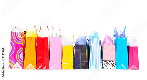 Row of shopping bags photo
