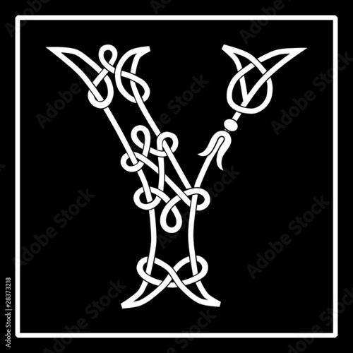 Celtic knot-work capital letter Y