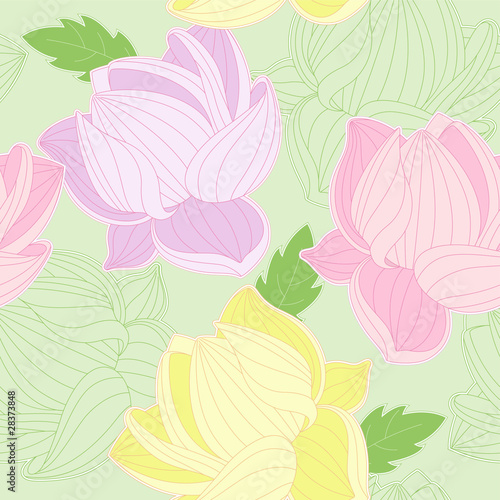 seamless pattern with colored lotus