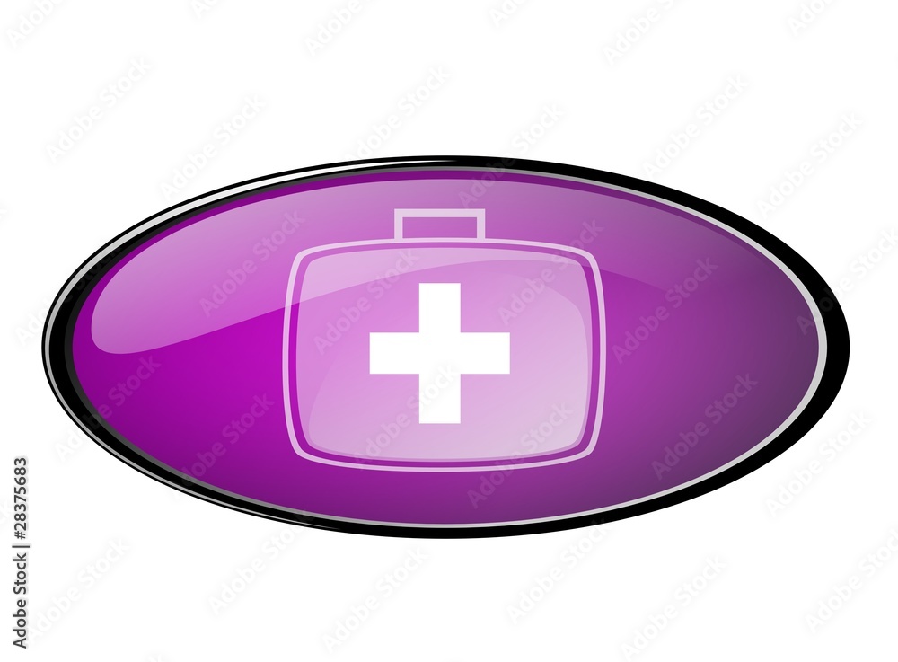 Obraz premium Web button in purple withemergency icon