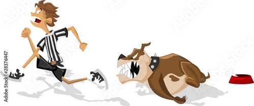 boy running from angry dog
