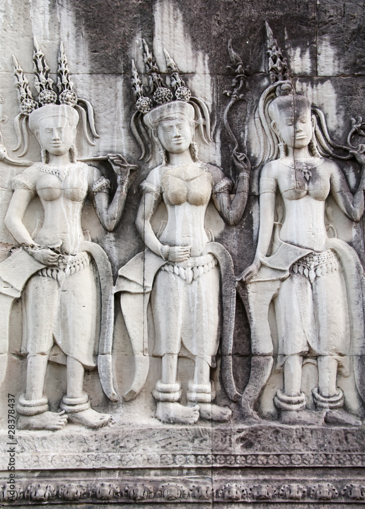 Stone Devatas, Angkor Wat,  Cambodia