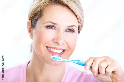 Woman with a toothbrush