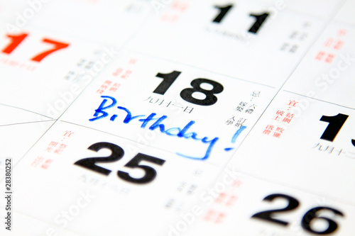 Birthday on calendar