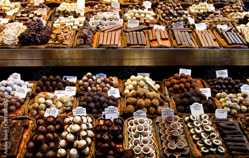 Selection of chocolate in a row
