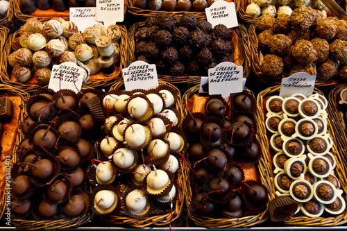 Selection of chocolate in a row