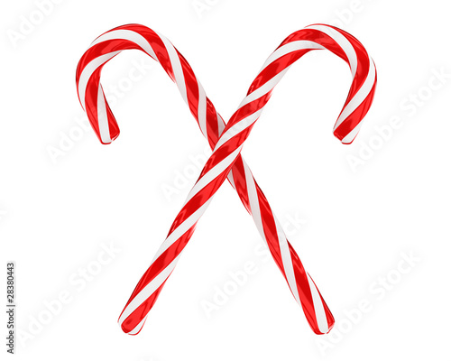 Two crossed christmas candies isolated