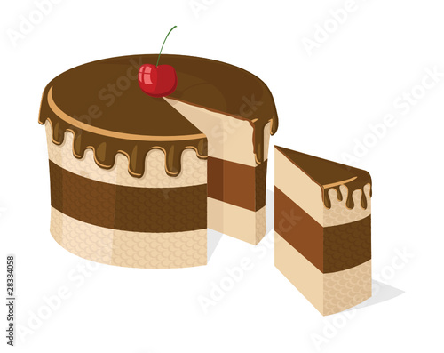 Vector sliced chocolate cake