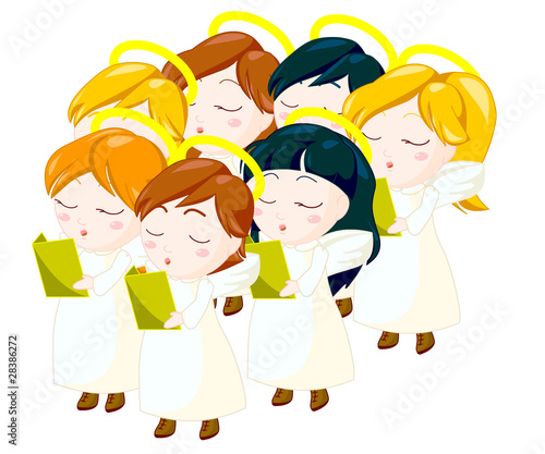 illustration of angels kids choir. clipping path included.