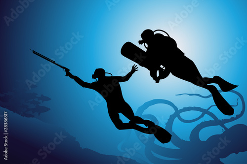 Colorful scuba diver vector illustration