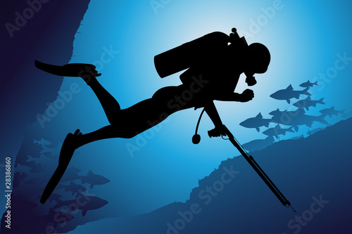 Colorful scuba diver vector illustration