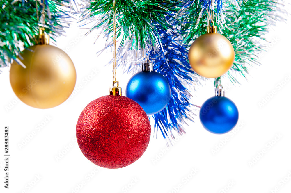 Christmas ornaments on white background Christmas ornaments on white background