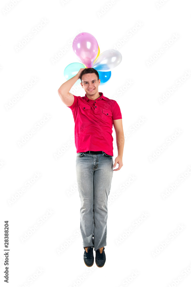 Beautiful jumping men isolated over white Beautiful jumping men isolated over white