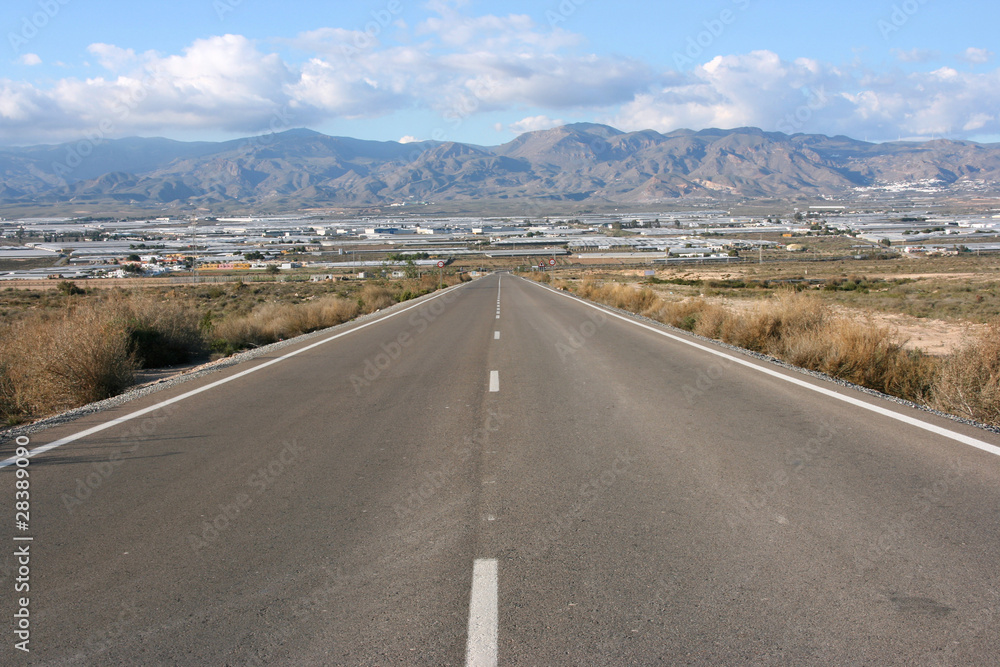 Road in Spain - Andalusia with mountains in background