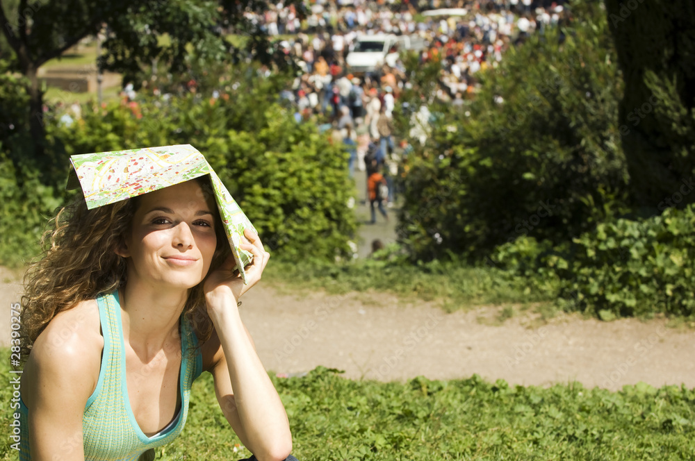 Fototapeta premium ragazza legge guida