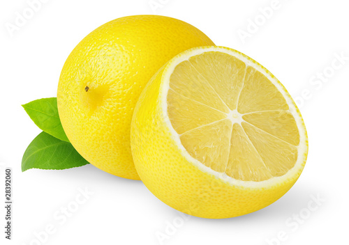 Isolated lemons. Cut fresh lemon fruits isolated on white background