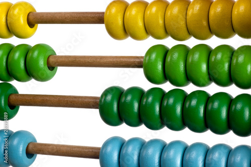Closeup of the colorful beads of an abacus for children