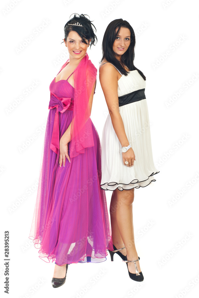 Elegant women in party dresses
