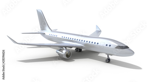 Airplane on white background. 3D image. My own design.