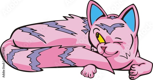 Furtively watched pink cat cartoon