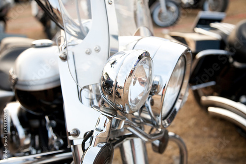 Close up of a classic motorcycle
