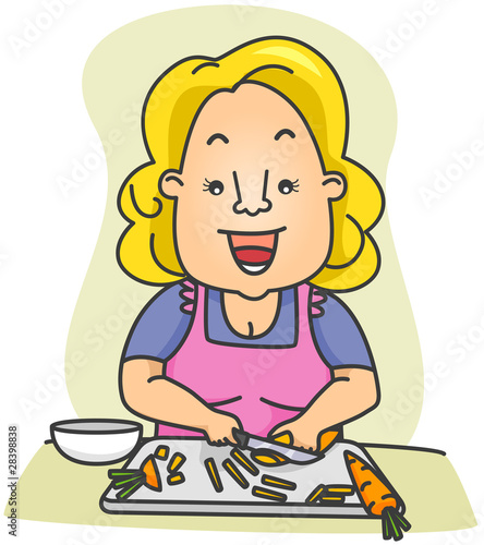Woman Slicing Carrots