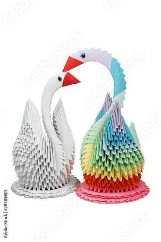 Canvastavla Block origamis. Paper swans.