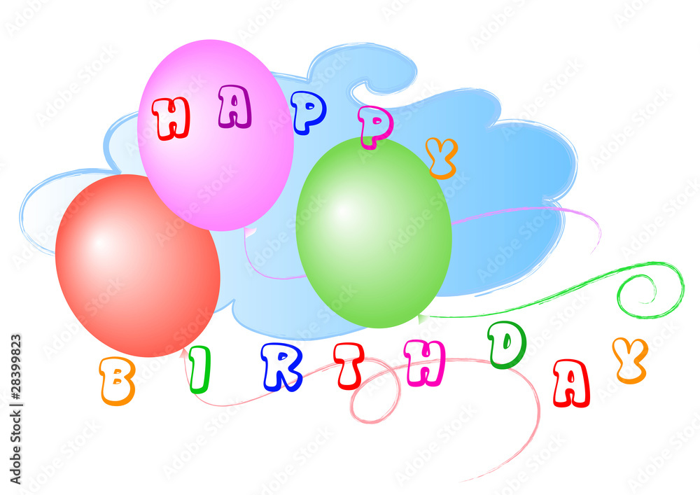 Palloncini colorati con la scritta Happy Birthday