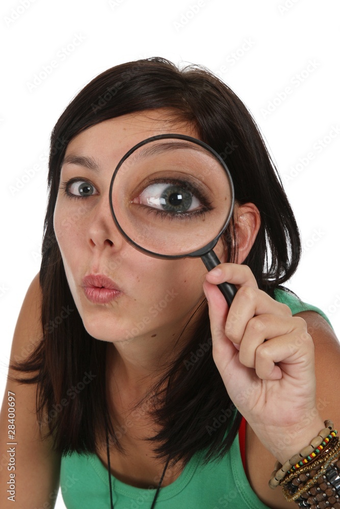 Beautiful Girl with Magnifying Glass Beautiful Girl with Magnifying Glass