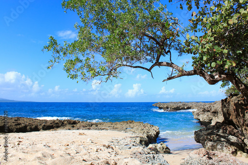 Photography Small famous tropical  beach Playa Blanca in Baracoa,  Cuba