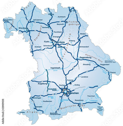 Bundesland Bayern mit Autobahnen