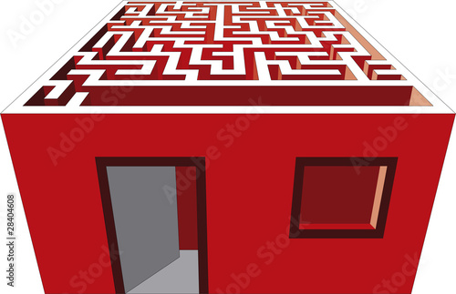Vector illustration of complicated maze house