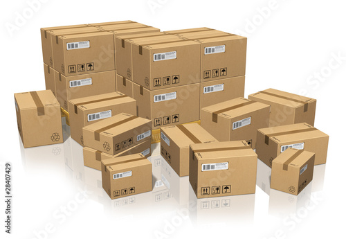 Set of different cardboard boxes photo